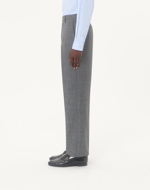 Valentino - Valentino Mouliné Wool Trousers - Black/gray - Man - Pants And Shorts