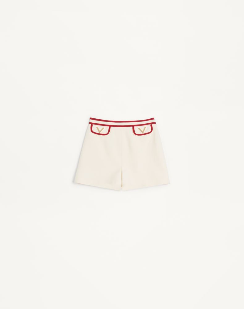 Valentino Women's Ivory/Red Crepe Couture Shorts Woman 48