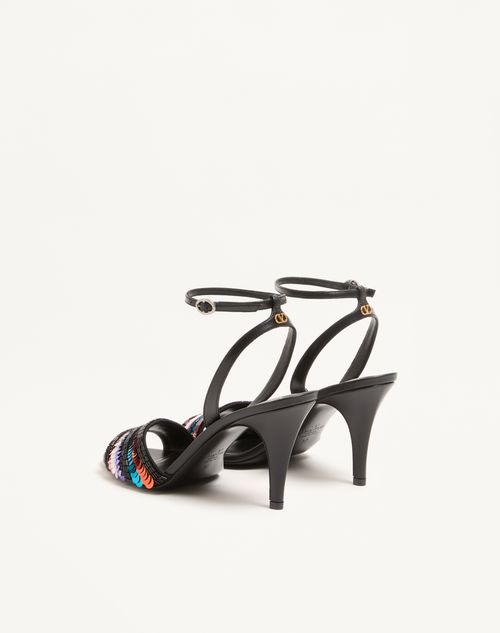 Valentino Garavani - Ladycrush Sandal With Sequin Embroidery 85mm - Black - Woman - Sandals