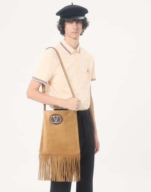Valentino - Cotton Piqué Polo Shirt With Vlogo Patch - Cream - Man - T-shirts And Sweatshirts