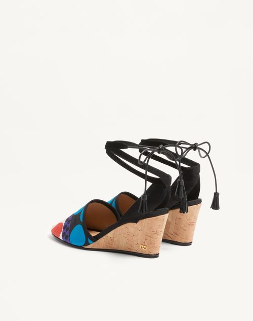 Valentino Garavani - La Cruisette Wedge In Optical Pois Canvas 75mm - Multicolour - Woman - Espadrilles And Wedges