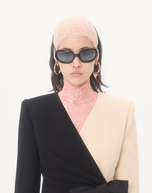 Valentino - Wool Crepe Jacket With Contrasting Bow - Black/birch - Woman - Jackets And Blazers