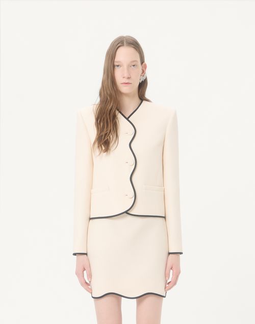 Valentino - Crepe Couture Jacket - Vanilla/black - Woman - Jackets And Blazers