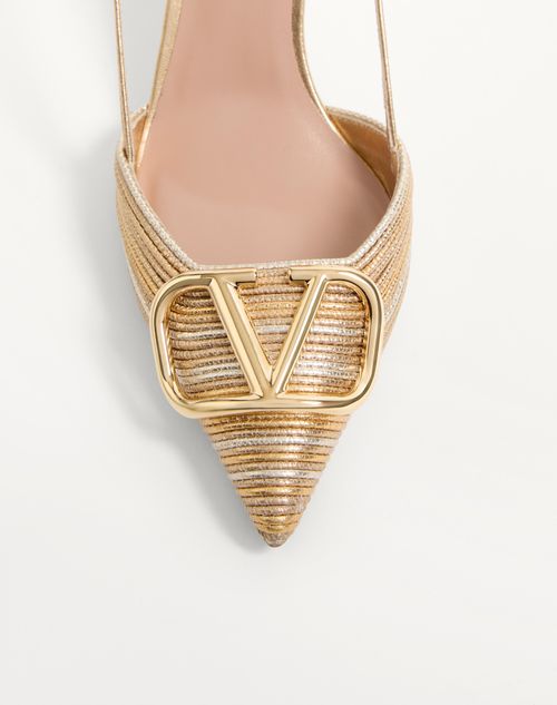 Valentino Garavani - Vlogo Signature Metallic Slingback Pumps With Cornely Embroidery 80mm - Gold - Woman - Pumps