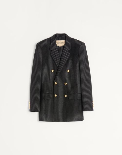 Valentino - Veste Croisée Valentino En Laine Et Soie - Noir/blanc - Homme - Manteaux Et Blazers