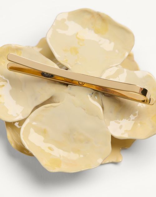Valentino Garavani - Valentino Garavani Fleur Lumineuse Tie Clip In Metal, Enamel And Fabric - Gold/ivory/multicolour - Man - Jewellery