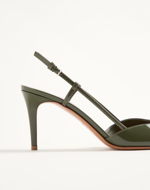 Valentino Garavani - Vlogo Signature Patent Leather Slingback Pump 80mm - Military Green - Woman - Pumps