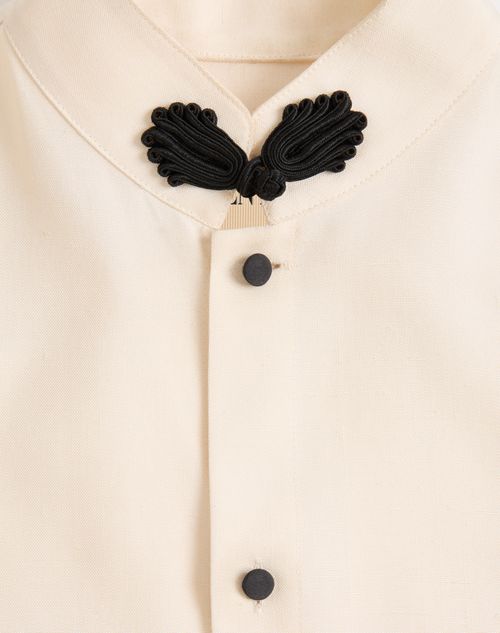 Valentino - Camicia In Shantung Di Seta Con Alamaro - Panna - Uomo - Camicie