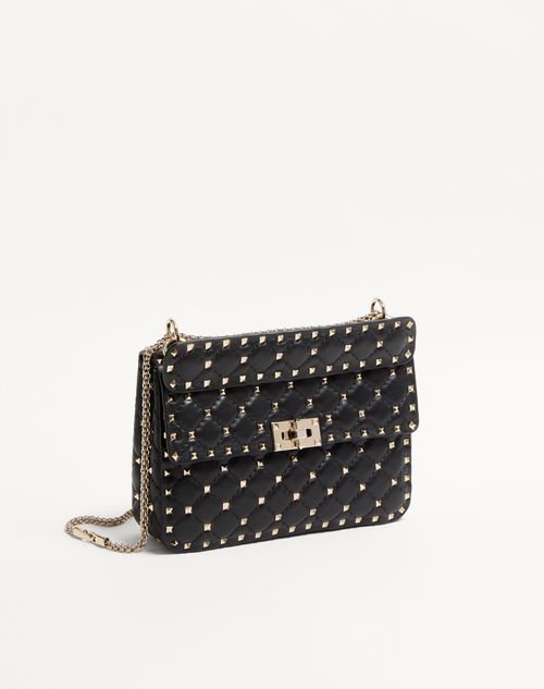 Valentino Garavani - Medium Nappa Rockstud Spike Bag - Black - Woman - Shoulder Bags