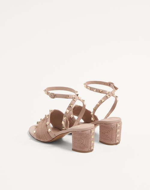 Valentino Garavani - Rockstud Calfskin Sandal With Cornely Embroidery 60mm - Beige Rose - Woman - Sandals