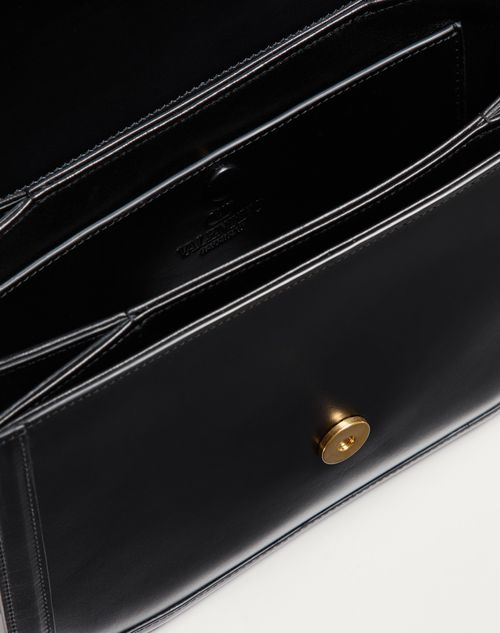 Valentino Garavani - Valentino Garavani 9to5 Smooth Calfskin Shoulder Bag - Black - Man - Shoulder Bags