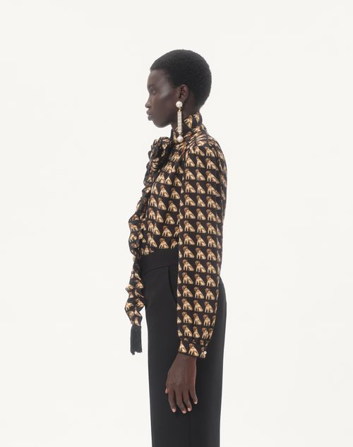 Valentino - Crepe De Chine Shirt With Petit Charles Print - Black/multicolour - Woman - Shirts & Tops