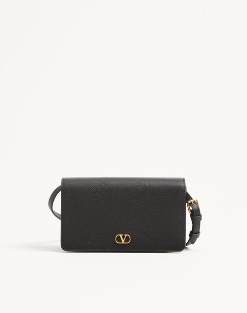 Valentino Garavani - Mini Sac Porté Épaule Vlogo Signature En Cuir De Veau Grainé - Noir - Femme - Pochettes