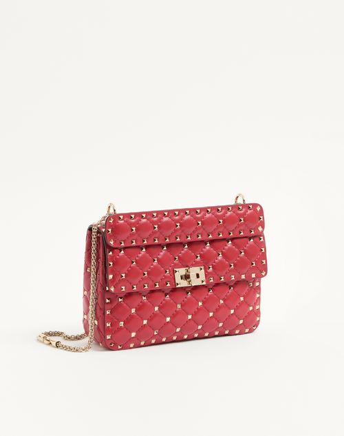 Valentino Garavani - Borsa Media Rockstud Spike In Nappa - Rosso V. - Donna - Borse A Spalla