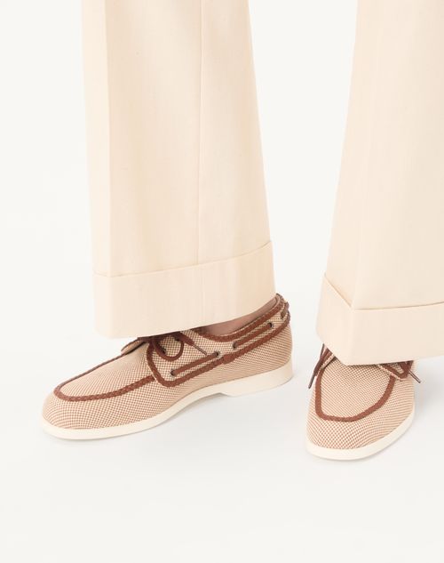 Valentino Garavani - Palm Avenue Canvas And Nappa Boat Shoe - Multicolour/tobacco - Man - Loafers And Driver