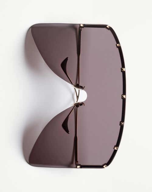 Valentino - Occhiale Maschera In Metallo - Oro/grigio - Unisex - Occhiali