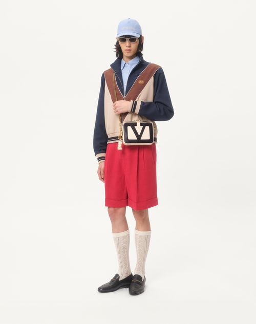 Valentino Garavani - Valentino Garavani Viva Superstar Nappa Leather Crossbody Bag - Butter/black - Man - Shoulder Bags