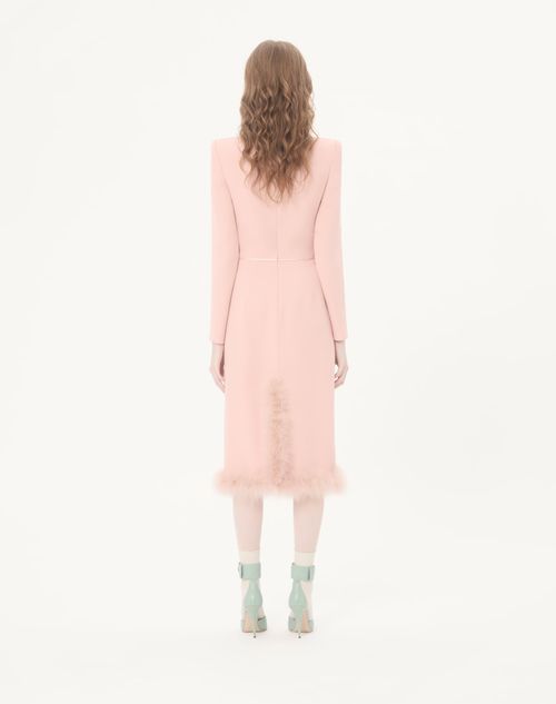 Valentino - Cady Couture Midi Dress With Feathers - Rose - Woman - Dresses