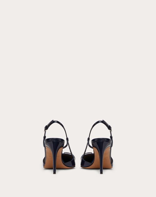 Valentino Garavani - Vlogo Signature Patent Leather Slingback Pump 80mm - Marine - Woman - Pumps