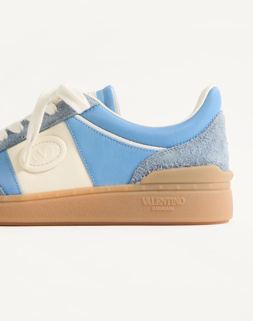 Valentino Garavani - Upvillage Sneaker In Crust Leather With Nappa Calfskin Leather Band - Grey/azure - Woman - Sneakers
