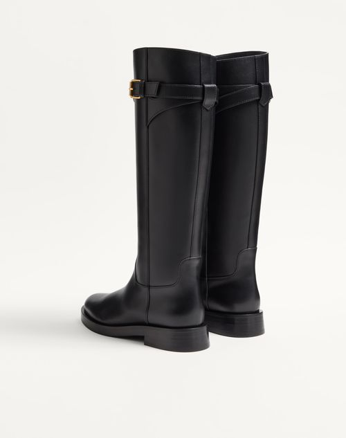 Valentino Garavani - Vlogo Signature Calfskin Boot 30mm - Black - Woman - Boots