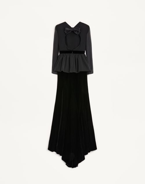 Valentino - Long Dress In Sablé Velvet - Black - Woman - Gowns