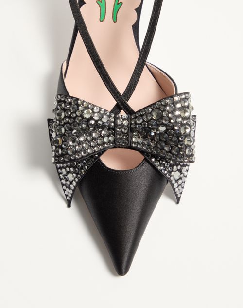 Valentino Garavani - Bowow Slingback Pumps In Satin 85mm - Black - Woman - Pumps And Slingbacks