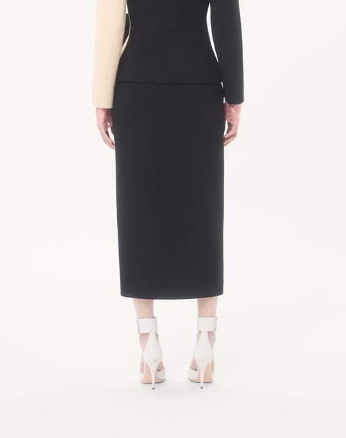 Valentino - Wool Crepe Midi Skirt - Black - Woman - Skirts