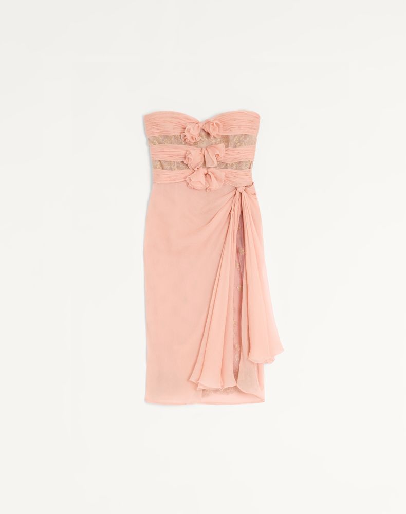 Valentino Women's Swirl Pink/Gold Crepponne Chiffon Dress Woman 46