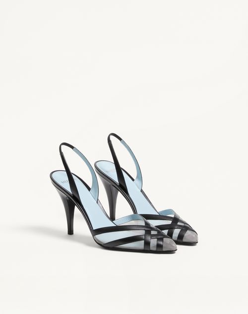 Valentino Garavani - Impudance Slingback Pumps In Kidskin And Mesh 90mm - Black/nude - Woman - Pumps