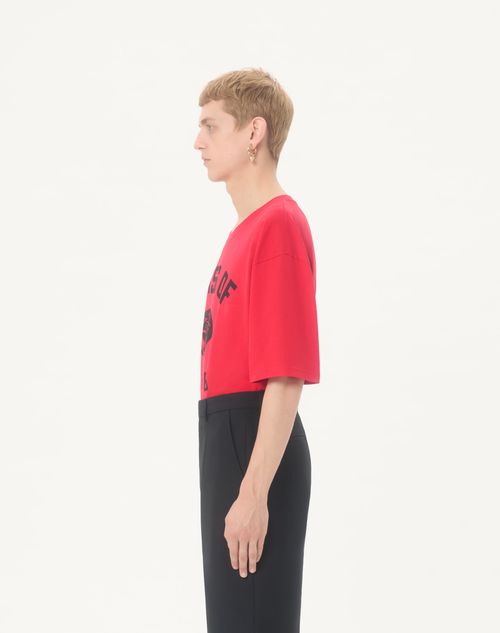 Valentino - Valentino Cotton T-shirt With Panther Print - Red/black - Man - T-shirts And Sweatshirts