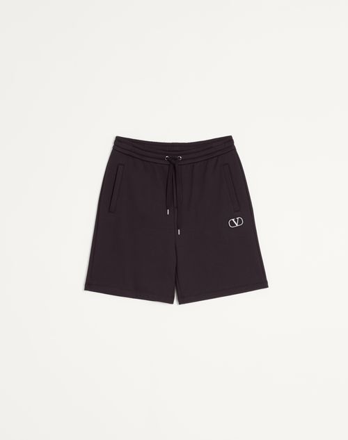 Valentino - Technical Cotton Bermuda Shorts With Vlogo Signature Patch - Black - Man - Pants And Shorts