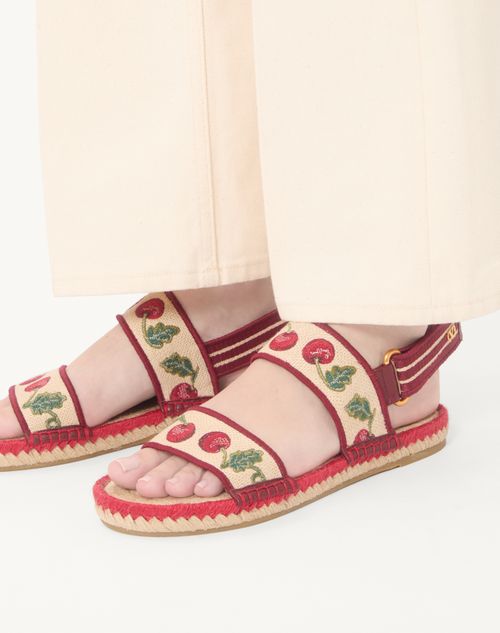 Valentino Garavani - Bribri Sandal With Cherryfic Embroidery - Multicolour - Woman - Sandals