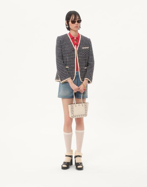 Valentino Garavani - Valentino Garavani Nellcôte Mini Shopping Bag In Grainy Calfskin - Light Ivory - Woman - Totes