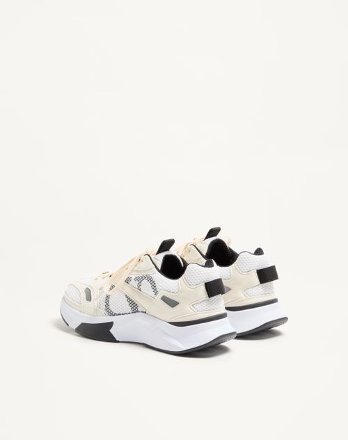 Valentino Garavani - Baskets Demivee En Tissu Ajouré Avec Empiècements En Daim - Blanc/gris - Homme - Baskets