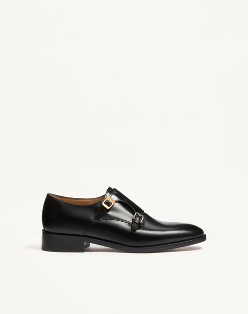 Valentino Garavani Double Monk Strap Pas Des Dieux In Vitello Uomo Nero 44