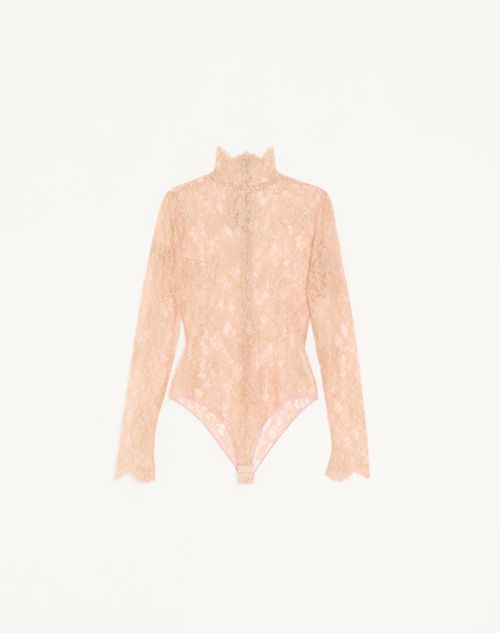 Valentino - Lurex Lace Bodysuit - Pink - Woman - Lingerie