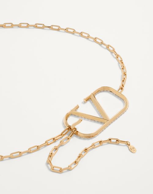 Valentino Garavani - Vlogo Signature Chain Belt - Gold/crystal - Woman - Belts