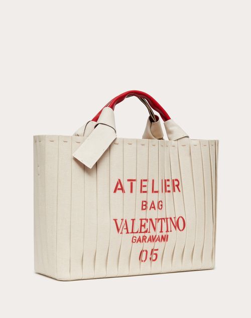Valentino Garavani - アトリエ バッグ ヴァレンティノ ガラヴァーニ キャンバス トート - ナチュラル/ピュアルージュ - ウィメンズ - トート