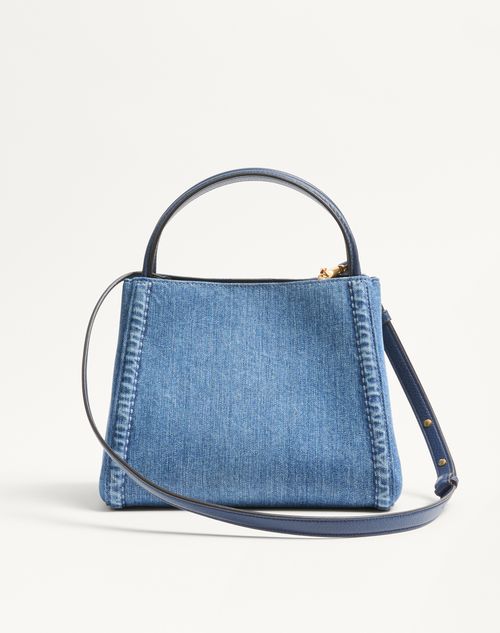 Valentino Garavani - Valentino Garavani Alltime Medium Handbag In Denim With Embroidered Strap - Denim/worker - Woman - Top Handle Bags