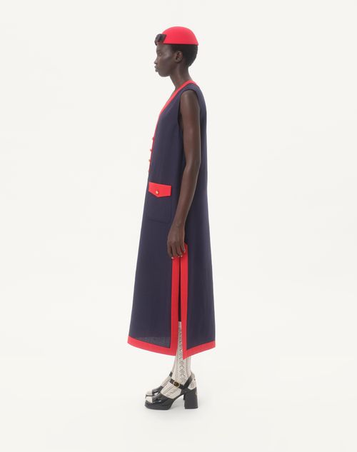 Valentino - Viscose Linen Midi Dress - Indigo/paris - Woman - Dresses