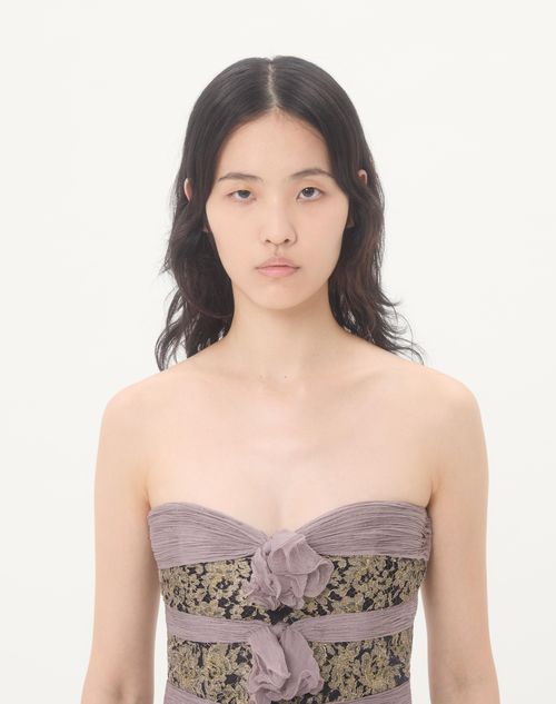Valentino - Chiffon Top - Grey/mauve/gold - Woman - Shirts And Tops