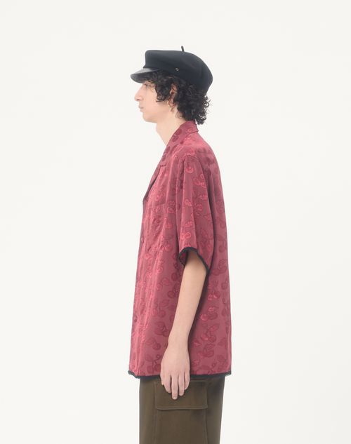 Valentino - Valentino Viscose Bowling Shirt With Cherryfic Jacquard Pattern - Magenta - Man - Shirts