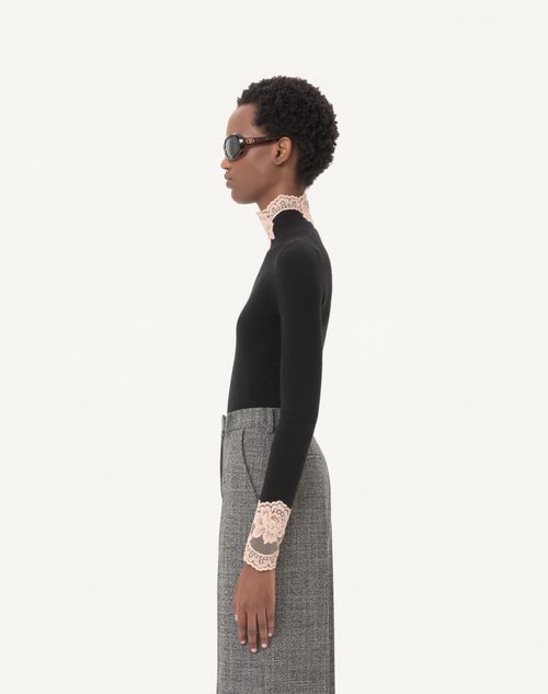 Valentino - Cashmere Jumper - Black/rose Dust - Woman - Knitwear
