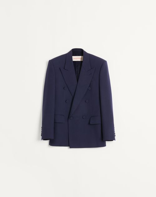 Valentino Wool Gabardine Jacket In Indigo