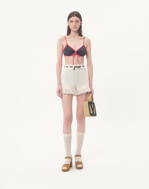 Valentino - Lycra Bikini With Cherryfic Print - Navy/cherry Red - Woman - Beachwear