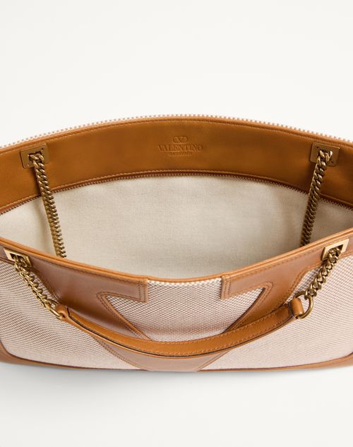 Valentino Garavani - Valentino Garavani Viva Superstar Medium Canvas Shopping Bag - Natural/spice - Woman - Totes
