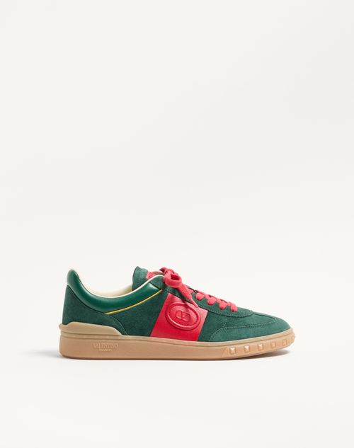 Valentino Garavani - Upvillage Low Top Trainer In Split Leather And Calfskin Nappa Leather - Green/red - Man - Trainers