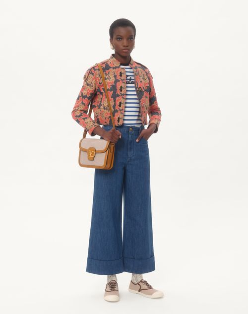 Valentino - Striped Jersey Cotton T-shirt - Ivory/blue - Woman - T-shirts And Sweatshirts