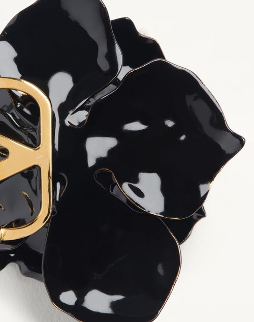 Valentino Garavani - Broche Valentino Garavani Fleur Lumineuse En Métal, Ornée D'émail Et De Tissu - Or/noir/multicolor - Homme - Bijoux Et Montres